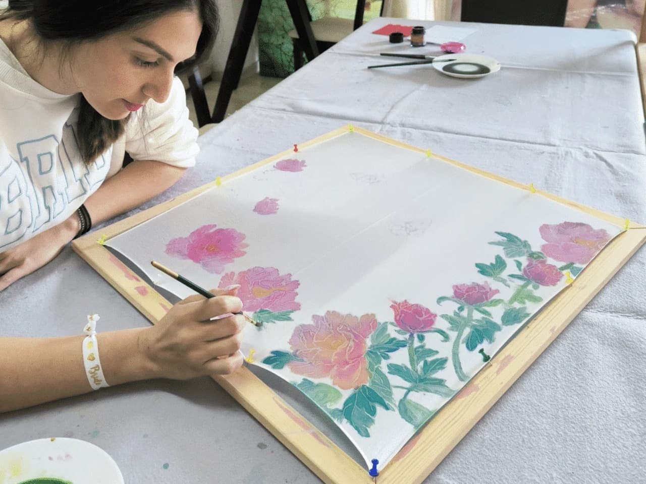 Самарканд: Мастерская росписи узбекских шелковых шарфов - Image 5